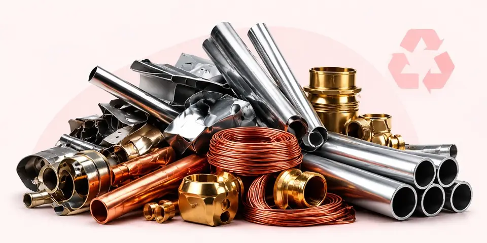 Copper wire, brass fittings and steel pipes